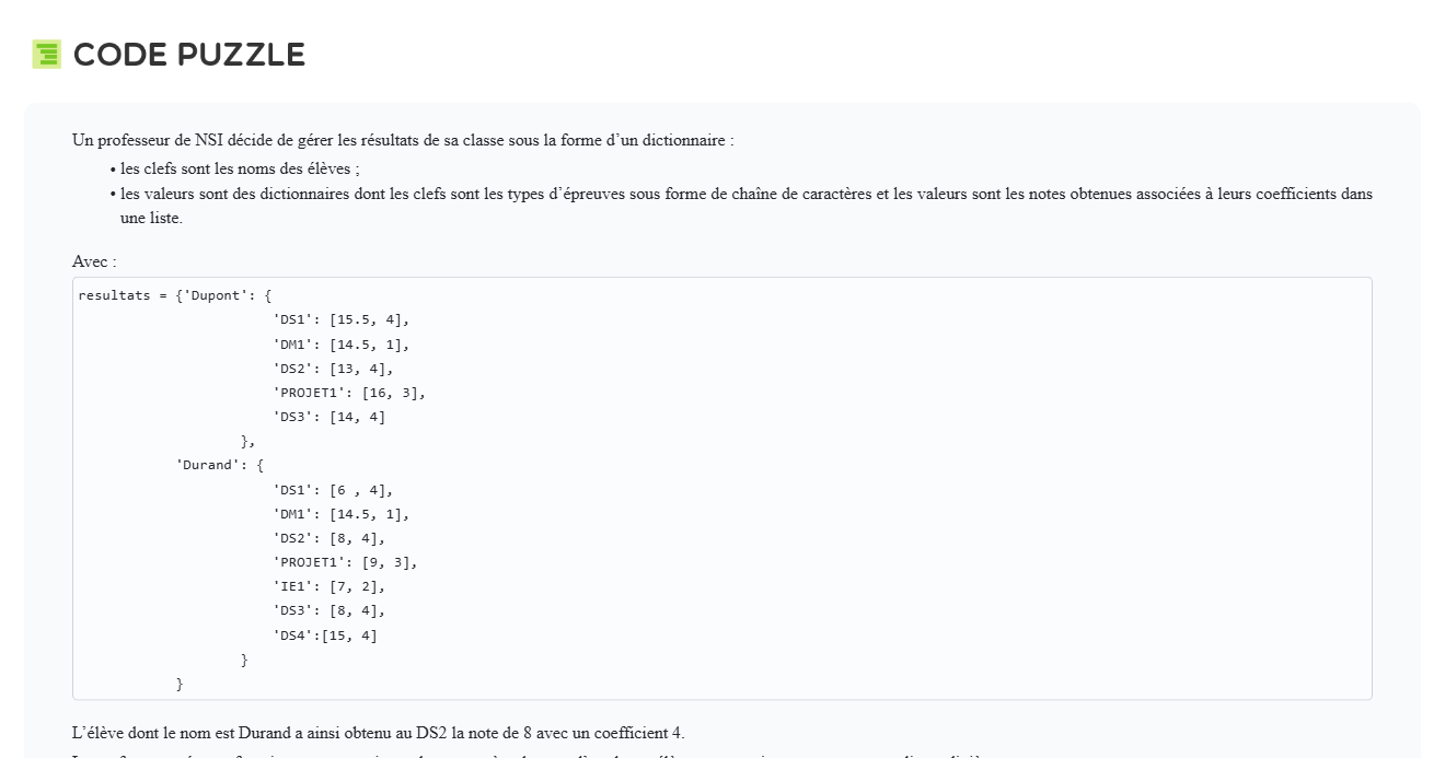 Code Puzzle Défi D73aj
