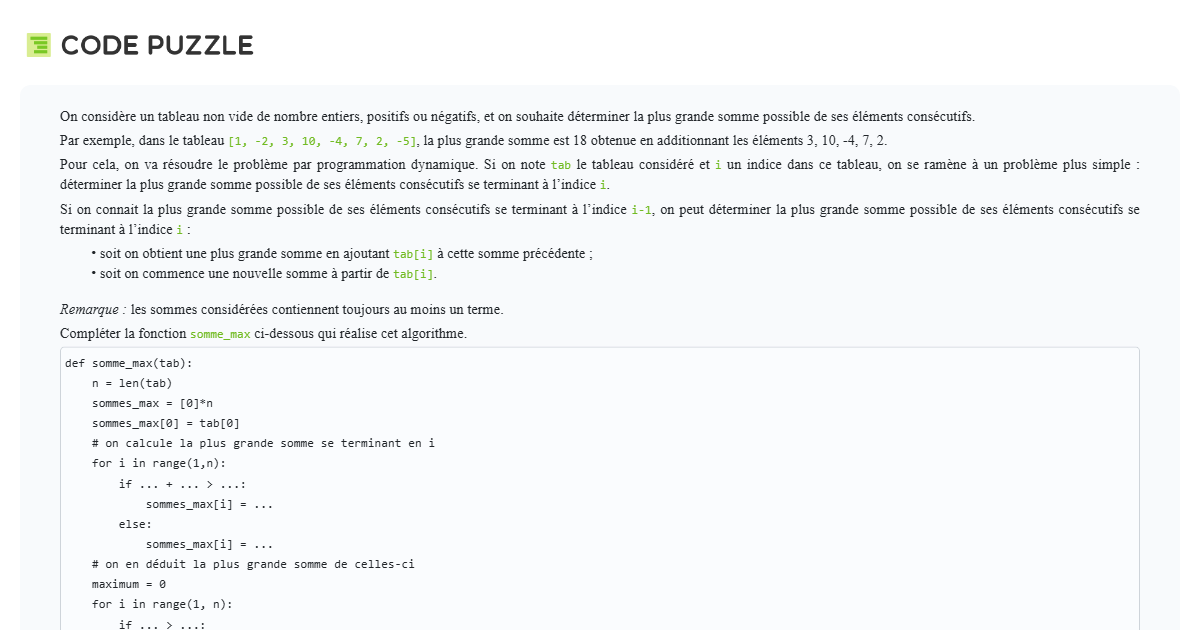Code Puzzle Défi Dnbld
